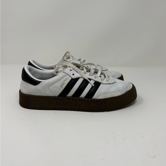 adidas Shoes - adidas Samba Platform – All Leather – White/ Black with Brown Gum Sole